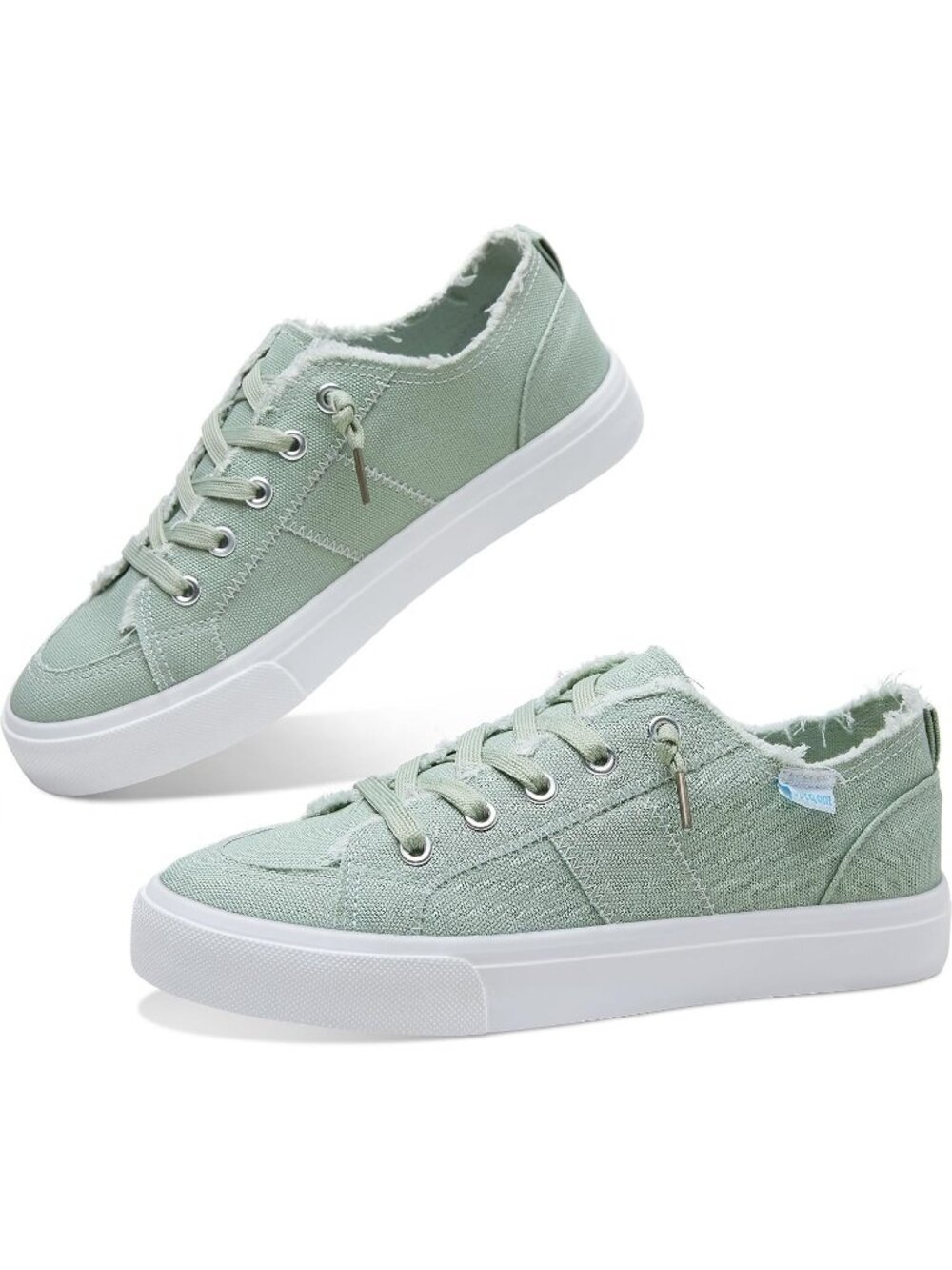 Women's Linen Green Flat Pull On Comfortable Canvas Slip On Casual Leopard Shoes